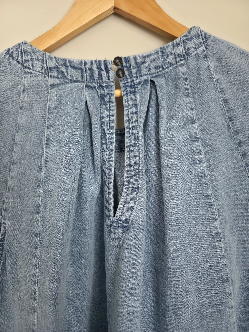 Free People Denim Tunic Dress Womens XS Blue Chambray Oversized Boho Pockets - Picture 5 of 14